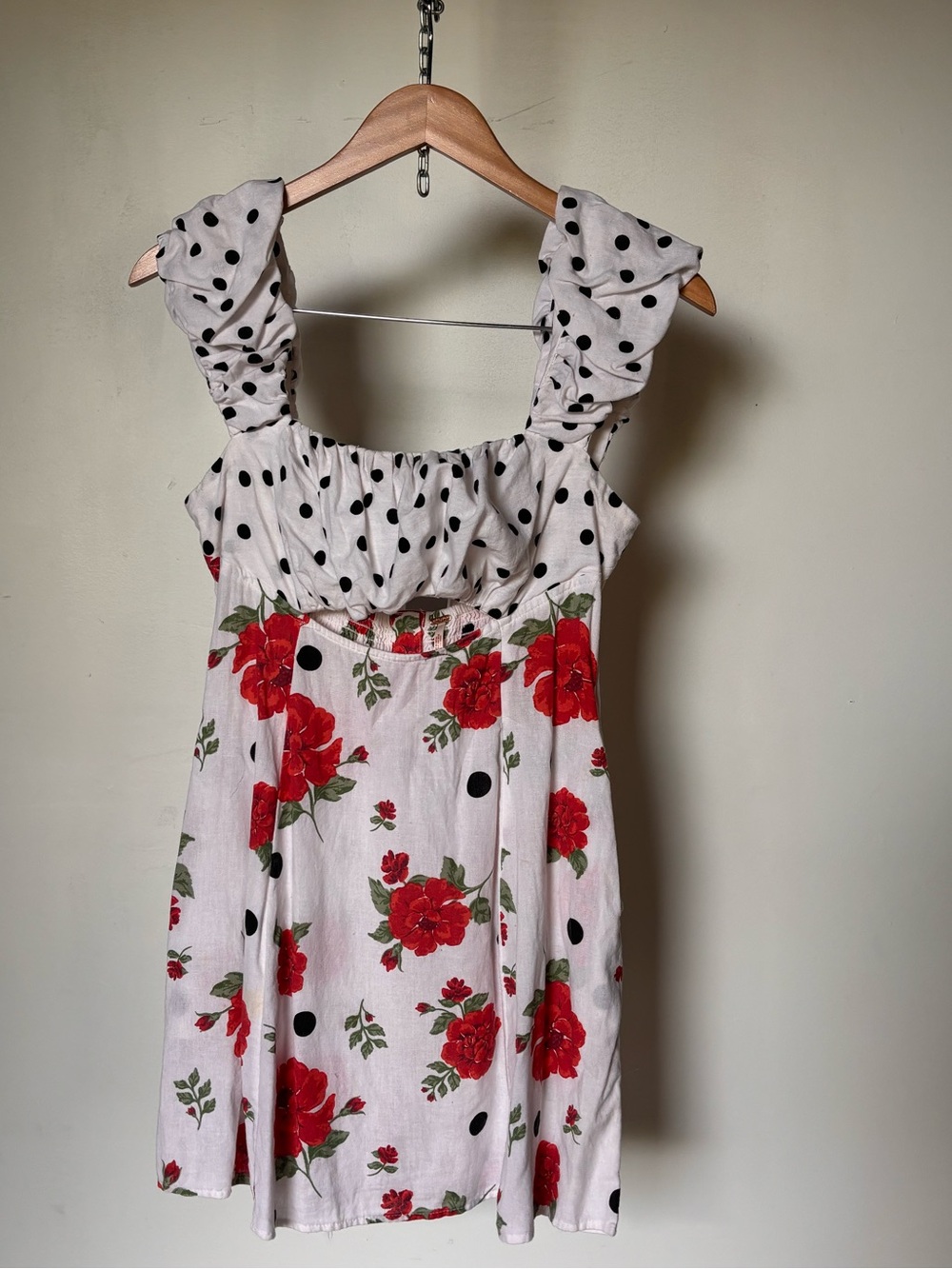 Free People White Linen Bom Bom Island Mini in Polka Dots & Roses 🌹 - Picture 2 of 9